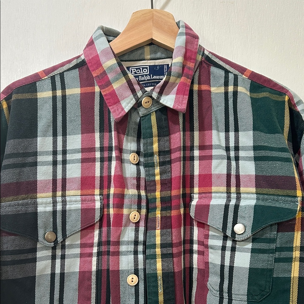 POLO RALH LAUREN MENS FLANNEL  BUTTON DOWN SHIRT PLAID Sz LG - Picture 3 of 14